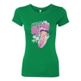 thumbnail image 2 of Wild Bobby, Shore Surfer Betty Boop Betty Boop Womens Slim Fit Junior Tee, Kelly, Small, 2 of 5