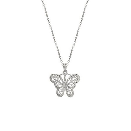 Sterling Silver Filigree Butterfly Pendant Necklace, 18