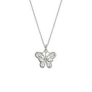 Sterling Silver Filigree Butterfly Pendant Necklace, 18"