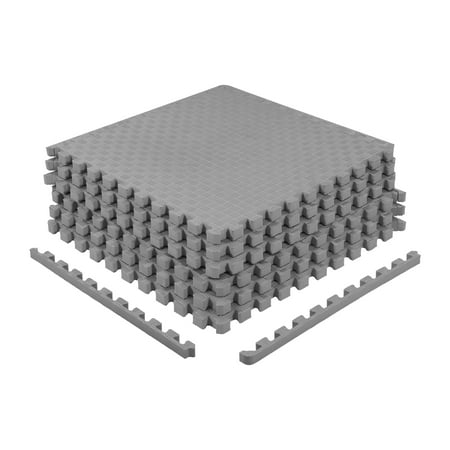 BalanceFrom EVA Foam Interlocking Floor Tiles, 63 × 63 cm, 1/2" 3/4" or 1" Thick, Anti-Slip Textured Mats in Multiple Colors, 6/12/24/36 Pack for Home Gym and Play Areas