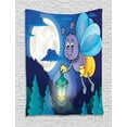thumbnail image 1 of Firefly Tapestry, Cute Little Bug Flying with Lantern on Full Moon Sky Night Childish Kids Cartoon, Wall Hanging for Bedroom Living Room Dorm Decor, 60W X 80L Inches, Multicolor, by Ambesonne, 1 of 2