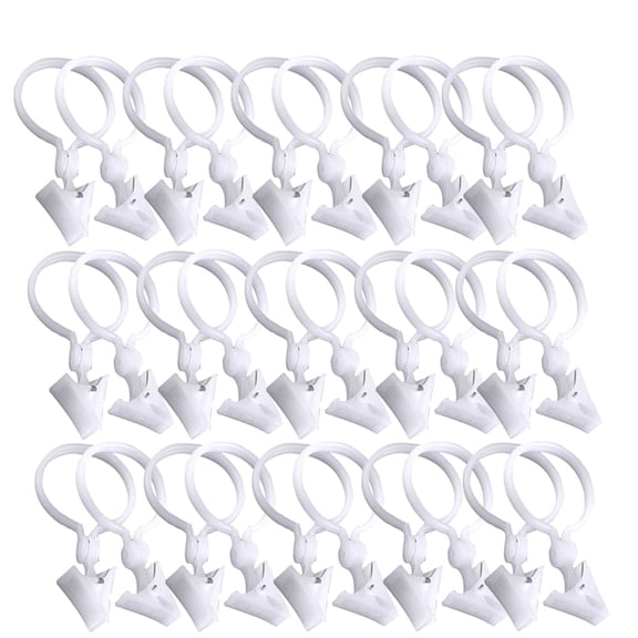 PENIKOKO 30Pcs White Shower Curtain Hooks Clips for Bathroom Privacy and Home Use