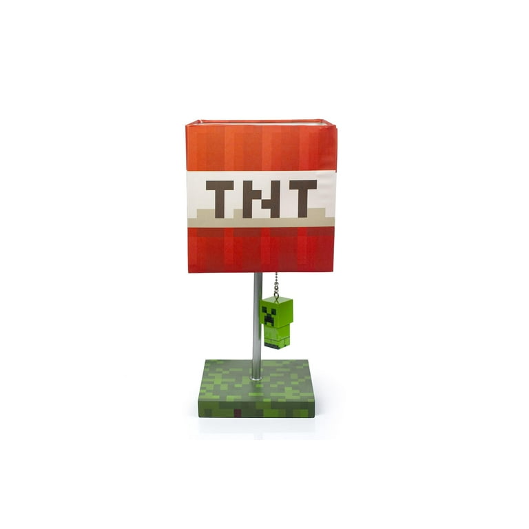 minecraft tnt block desk lamp with 3d creeper puller 14 inch led lamp light walmart com