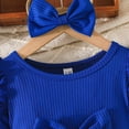 thumbnail image 7 of LYHaoo Floral Print Girls Dress With Bow And Puff Sleeves For Summer Casual Party Occasions，Girls A Line Dresses Sizes 9-12 Months Blue, 7 of 7