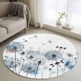 thumbnail image 2 of Round Rugs 4 Ft, Blue Teal Dandelion Non Slip Area Rugs for Kitchen Bedroom Entryway, Dragonfly Modern Art Watercolor Washable Carpet Runner Rug Floor Mats for Bedroom Home Decor, 2 of 9