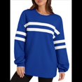 thumbnail image 1 of Sudadera Holgada A Rayas para Mujer, Cuello Redondo, Larga, Informal, con Bloques de Color, para Otoño Azul M, 1 of 9