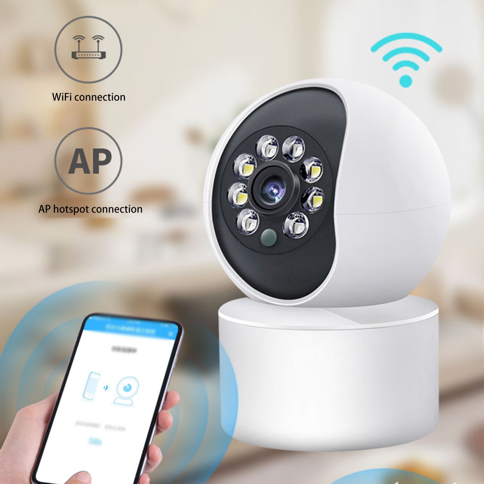 COM1950s Security Camera Indoor Wireless Indoor Security Camera 3Mp Wifi Camera for Home Security Smart Wifi Motion Detection Night Vision 2-Way Audio Security Camera Indoor/Outdoor Wireless