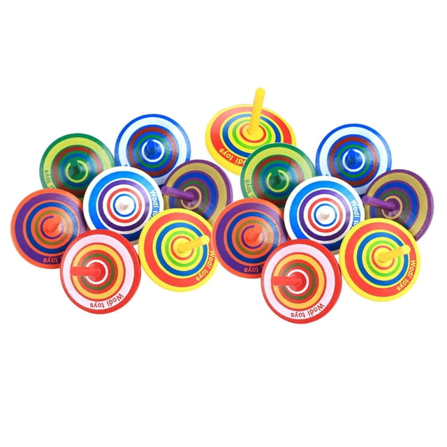 15x Small Top Desktop Parent Child Nostalgic Toys Painted Educational Kids Children Kindergarten - Multicolor