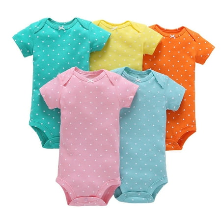 

Yubatuo 5PC Newborn Baby Boys And Girls Romper One-peice Jumpsuits Outfits Print Soft Orange 12