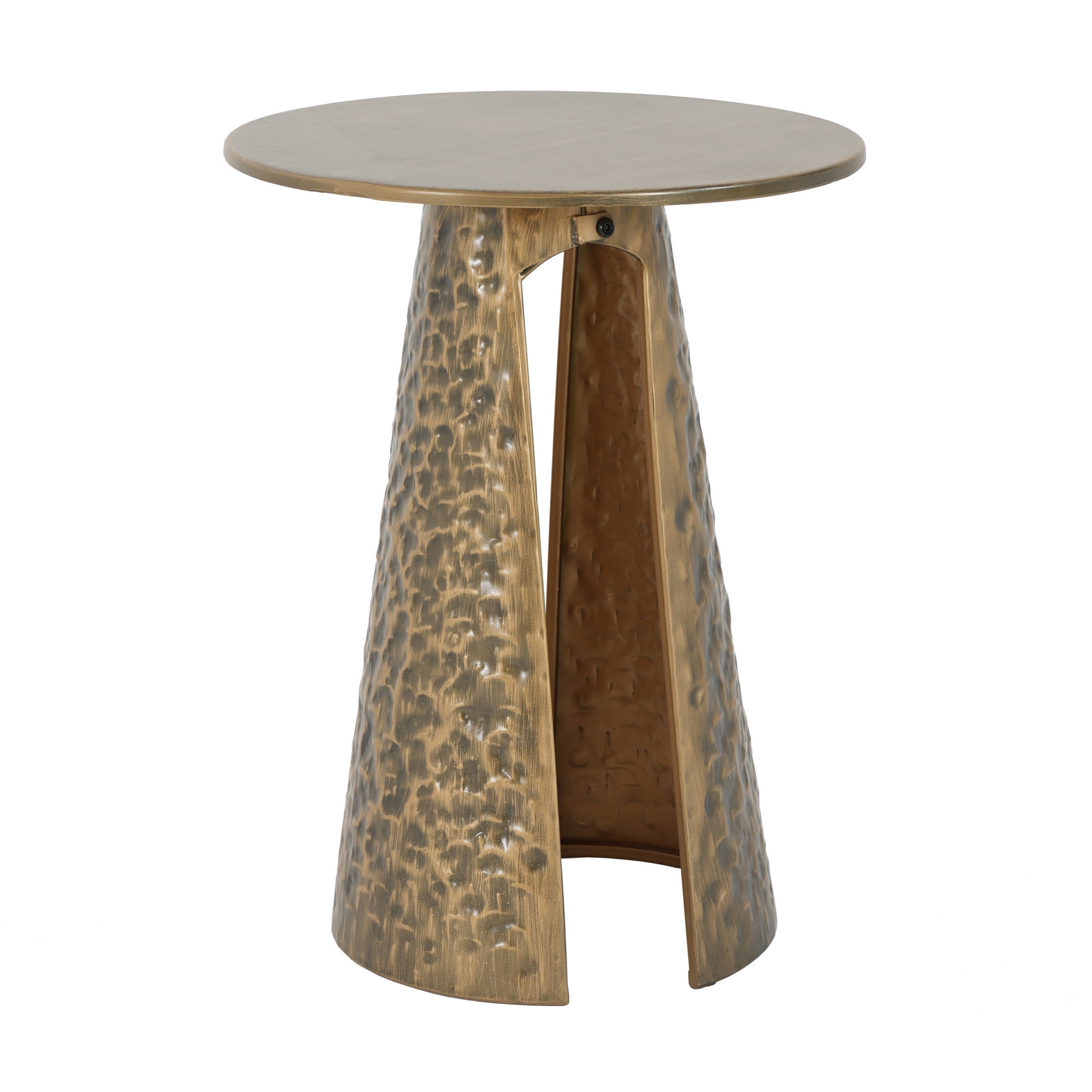 Christopher Knight Home Modern Luxury Metal Side Table, Hammered Texture, Sculptural Design, Copper-tone