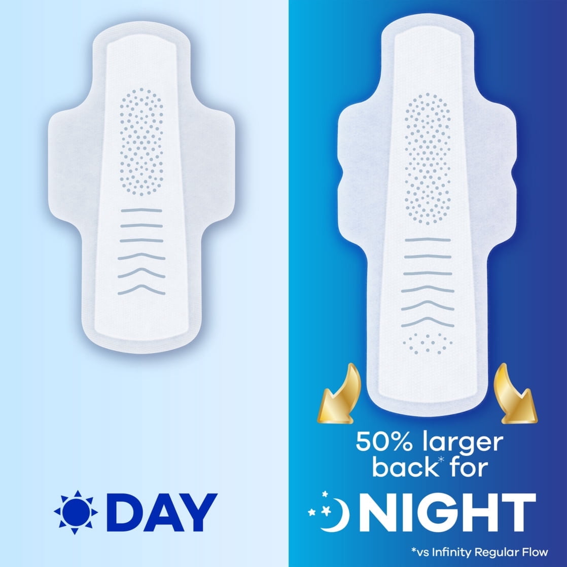 Infinity Feminine Pads, Size 5, Extra Heavy Overnight, Wings, Unscented, 30 Count