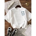 thumbnail image 2 of Women Letter Print Casual Loose Fit Round Neck Short Sleeve T-Shirt, Summer, 2 of 5