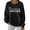 Black, variant on Women's Christmas Print Hooded Long-Sleeved Crew Neck Sweatshirt with Fluted Stitching and Pullover