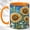 Orange, variant on Stained Glass Sunflower Coffee Mug, Butterfly Floral Mug, Ceramic 11 oz