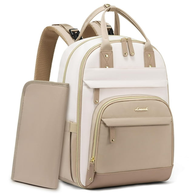 Mochila para pañales LOVEVOOK con cambiador, 30 L, color beige