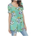 thumbnail image 5 of Pntutb Womens Plus Size Crew-Neck Short Sleeve Print Tops Hide Belly Tunic Shirts Dressy Casual Flowy Blouse Mint Green XL, 5 of 6
