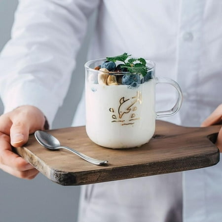 

Delivery on time!!Small Fish Dolphin Printed Transparent Creative Glass Coffee Tea Drinks Dessert Breakfast Milk Cup Glass Mugs Handle Drinkware