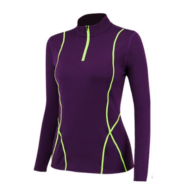 Qarigey Ropa deportiva Mujer Fitness Sudadera larga Ropa Jogging Shape-wear Thin Thermal Elastic Gym Tight Set conjuntos de ropa Violeta METRO Qarigey AP013544-02