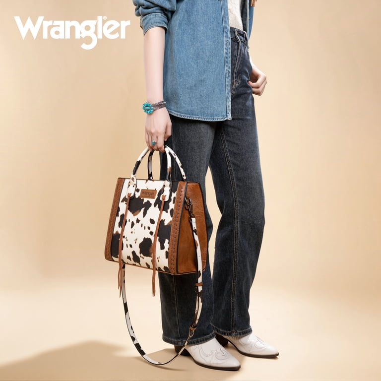 Montana West Wrangler Tote Bag, Western Cowhide, Brown photo 3