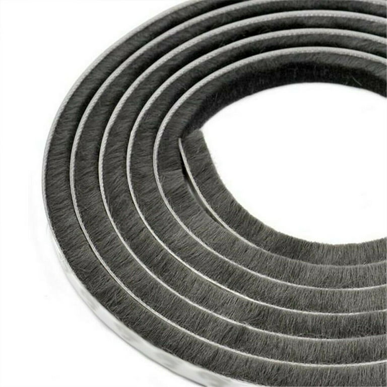 Loviver 10M Brush Seal Insulation Weather Strip Window Frame Seal Door Seal Strip Self Sticky Sealing Strip 0.35 0.2 inch Thick Windproof Gray