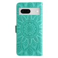 thumbnail image 3 of SaniMore for Google Pixel 7 Wallet Case, Shockproof PU Leather Stand Cover with Card Slot Flip Kickstand Embossed Flower Magnetic Clasp Wrist Strap for Google Pixel 7, Green, 3 of 9