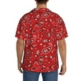 thumbnail image 3 of Balery Red Paisley Floral Camisa Casual de Manga Corta con Botones para Hombre, Texturizada, Estilo Cubano, para Playa, Verano-4X-Large, 3 of 5