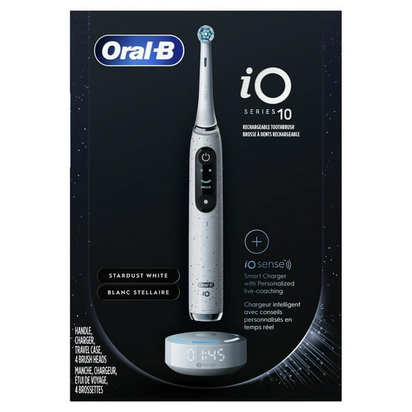 Oral-B iO Series 10 Rechargeable Electric Toothbrush with Ultimate Clean and Gentle Care Replacement Brush Heads, White, and Charger