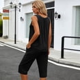thumbnail image 5 of Feancey Plus Size Capri Sets for Women Pleated Front Sleeveless Sleepwear Two Piece Cropped Pants Lounge Pajamas Set Comfort Loose Home Wear Outfits Black 3XL, 5 of 7