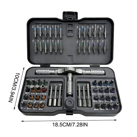 Kumdkd 66-in-1 Magnetic Screwdriver Set with Detachable T-Handle Ratchet, Industrial-Grade Alloy Steel Bit Set for Electronics Repair, DIY, Home & Car Maintenance