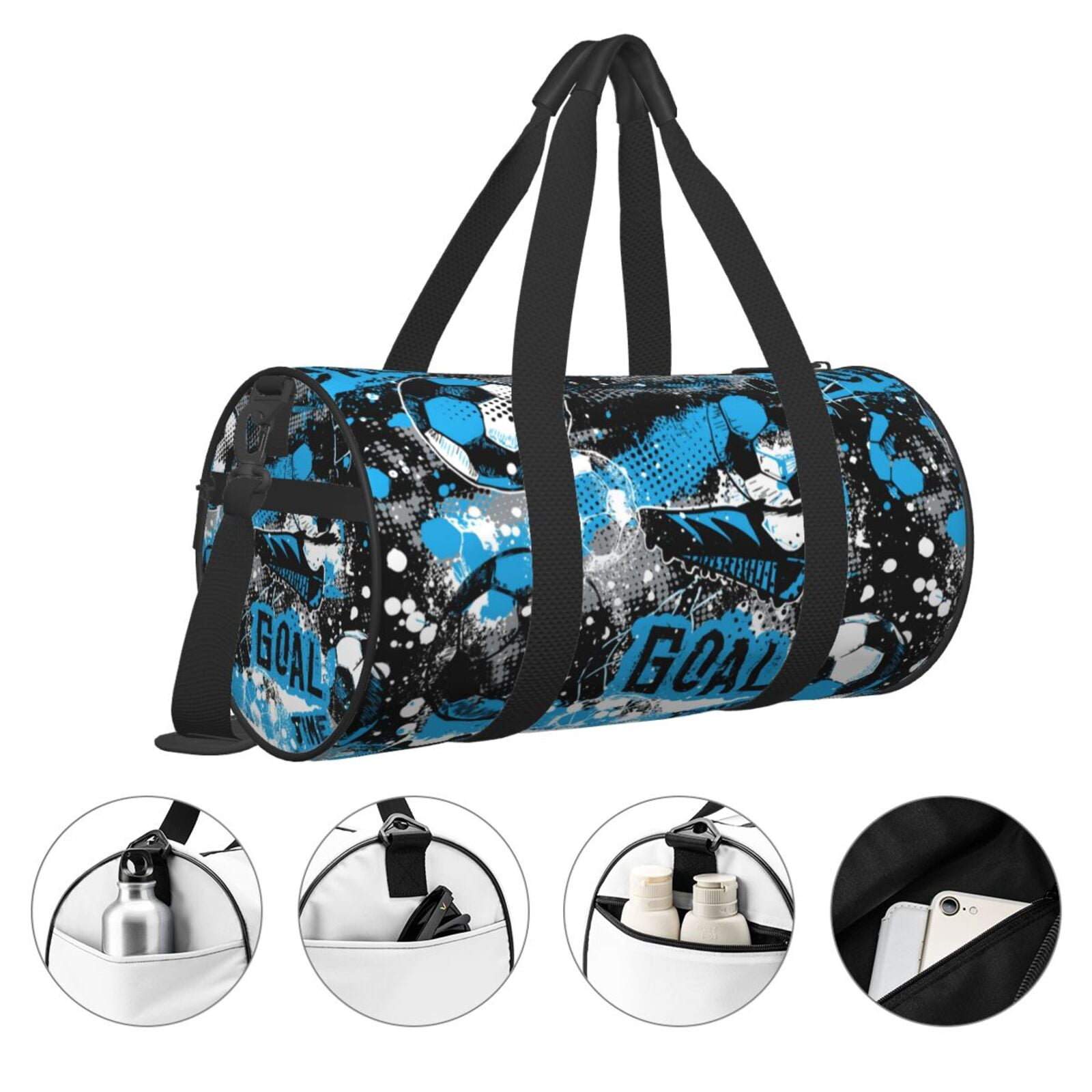 Vsdgher Football Time 45L Foldable Duffel Bag, Sports Gym Bag,Overnight Bag, Portable Weekender Bag for Airplanes