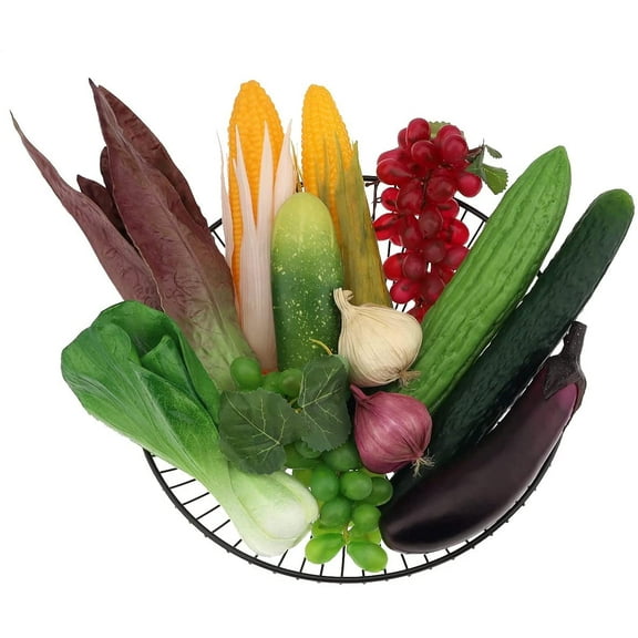 16 PCS Fake Realistic Plastic Vegetable Artificial Lifelike Fruit Model Decoration Christmas Home Faux Photography Props Garnish Party Festival