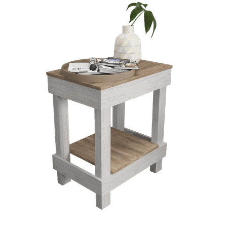 Woven Paths Reclaimed Wood Slim End Table, Natural/White