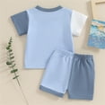 thumbnail image 4 of Coerni Kids Boys' Summer Set Round Neck Short Sleeve Color Matching T Shirt Shorts with Pockets Little Boys Clothing Set, 4 of 8
