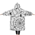 thumbnail image 2 of Oversized Wearable Blanket Hoodie,Black Halloween Spider Webs Sherpa Blanket Hoodie with Super Pockets,Super Warm Fuzzy Pullover for Women & Men, 2 of 6