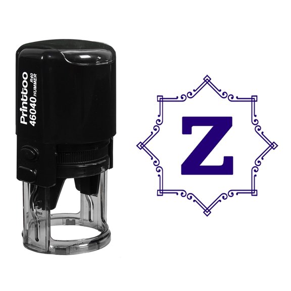 Printtoo Self Inking Rubber Stamp Octagon Celtic Swirl Frame Alphabet Z Monogram Initial R-40 Office Stationary