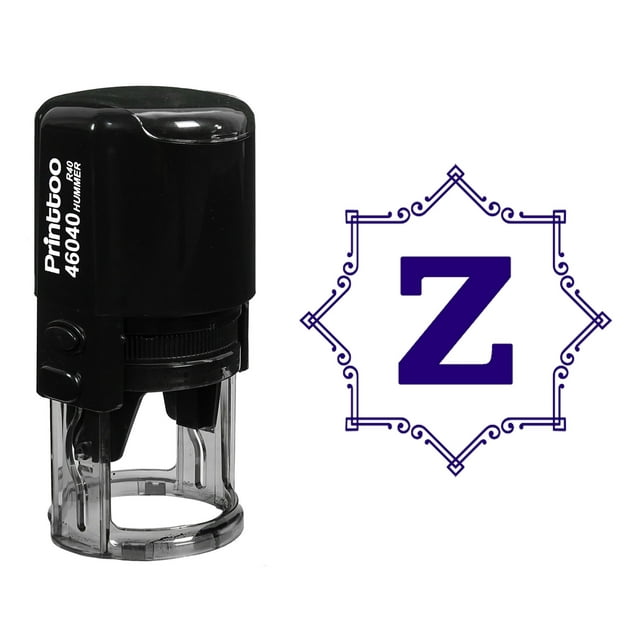 Printtoo Self Inking Rubber Stamp Octagon Celtic Swirl Frame Alphabet Z Monogram Initial R-40 Office Stationary