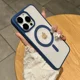thumbnail image 1 of Funda de teléfono con carga magnética de titanio Natural mate para iPhone 16 15 14 13 12 11 Pro Max Plus Mini magsafe cubierta dura a prueba de golpes Navy Blue For iPhone14 Pro Max, 1 of 6