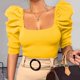 thumbnail image 4 of Fiudx Ropa de Mujer Top de Cuello Redondo de Color Sólido de Manga Corta Cómodo a La Moda para Mujer, 4 of 7