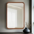 thumbnail image 4 of Magnifique Rectangle Arc Wall Mirror with Wood Frame for Bathroom Vanity 20" x 30",Walnut, 4 of 8