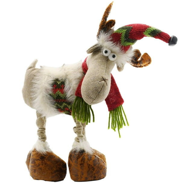 Ciervo navideño de peluche de 46 cm de alto, ideal como decoración navideña. Beige