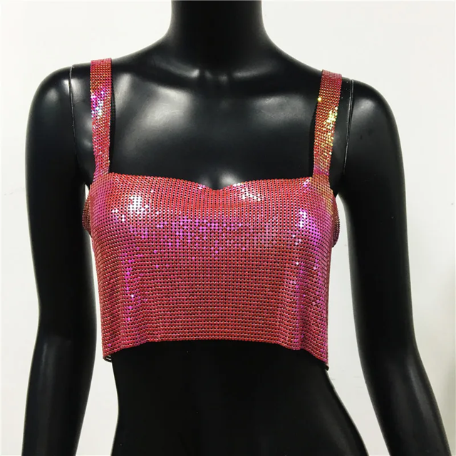 Camiseta sin mangas con estampado de leopardo para mujer, de moda, con detalles de metal brillante, ropa de calle sexy para discoteca, ropa para mujeres de mediana edad