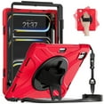 thumbnail image 2 of For iPad Pro 13 M4 2024/iPad Pro 13 M5 2025 Case 13 inch, 360 Hand Strap, Shoulder Strap, Kickstand, Rugged Drop Protection, Red, 2 of 7