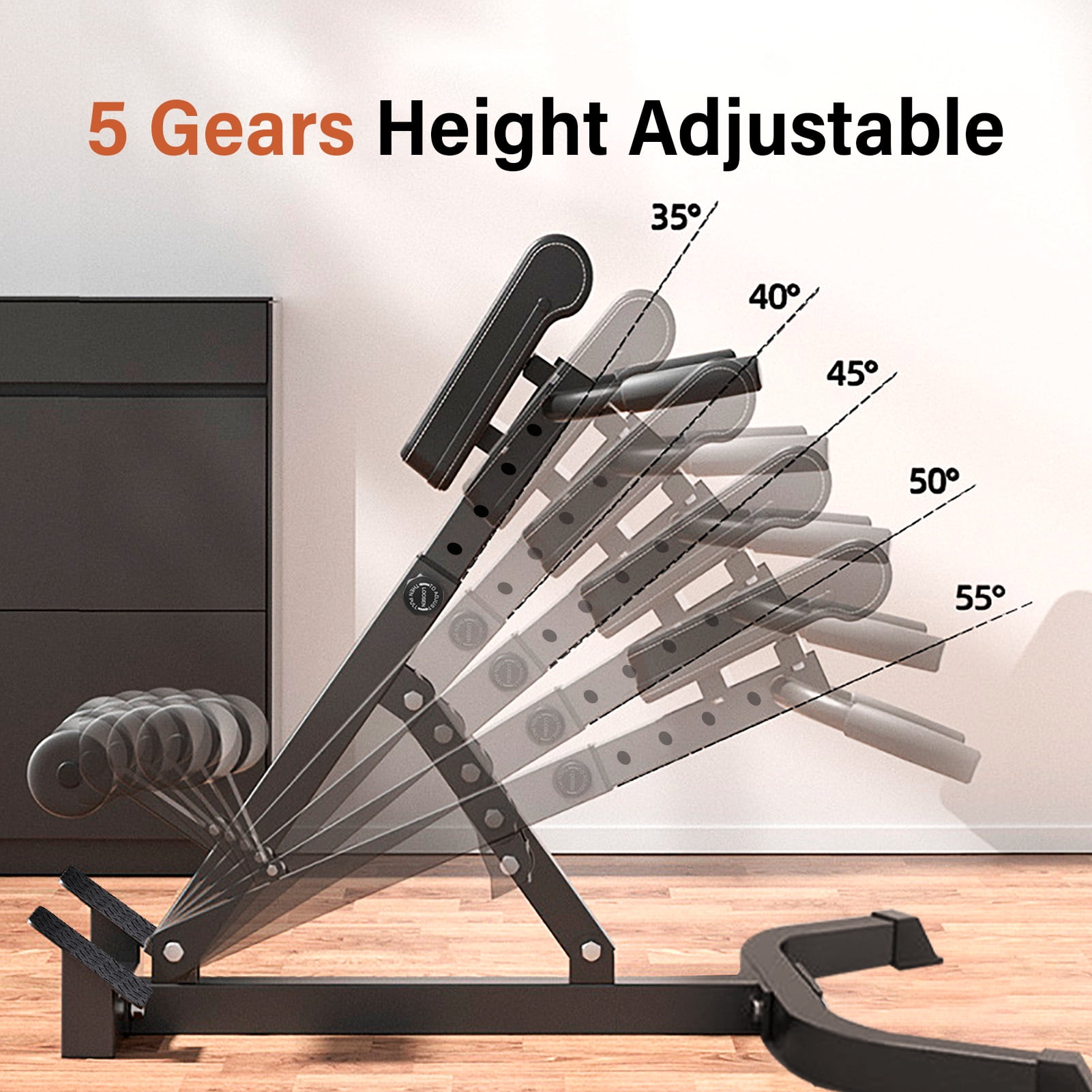 VAHIGCY Roman Chair Back Extender - Angle & Height Adjustable Hyperextension Bench for Home Gym - Adjustable Back Exercise Machine Adjustable Sit up Bench Decline Bench Flat Bench