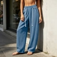 thumbnail image 5 of HomeDM Women's Pants Wide Leg Sweatpants with Pockets Blue Loose Drawstring Lounge Trousers for Athletic Work Size XL, 5 of 8