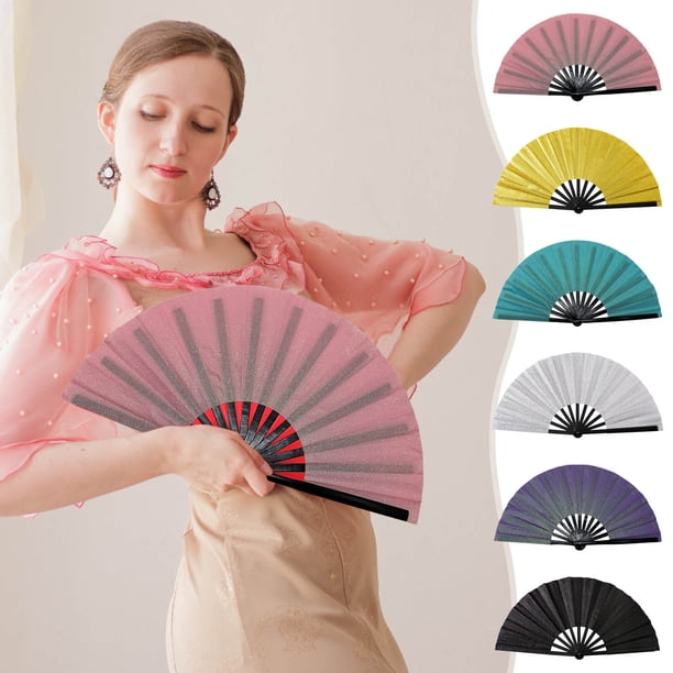 Abanico Kung plegable holográfico | Abanico plegable colorido para danza en línea, artes marciales y baile | Ligero y duradero | Regalo para fiestas y entusiastas | Modelo 2025 | 1 unidad