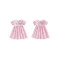thumbnail image 2 of Lairauiy Kids Girls Summer Plaid Dress Letter Embroidery Short Sleeve A-Line Dress for Toddler Cute Clothes, 2 of 9