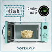 Nostalgia 0.9 cu ft Retro Microwave Oven, 800W Countertop Microwave Oven with LED Display, Aqua