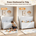thumbnail image 4 of PAPROOS Kids Toy Box for Boys Girls, Wooden Toy Chest with Storage Bench and Safety-Hinged Lid, Modern Toy Storage Organizer for Playroom, Living Room, Toddler Room, White, 4 of 10