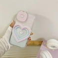 thumbnail image 2 of Compatible with iPhone 13 Pro Max, Pink Blue Cute Sweet Love Heart Camera Mirror Lens Phone Case, Korea 3D Gradient Flip Makeup Mirror Stand Phone Cover for Women Girls, 2 of 12