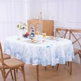 thumbnail image 3 of Coastal Table Cloth, Nautical Coral Seashell Decorative Tablecloth, Ocean Themed Starfish Waterproof Table Cover for Dining Table Kitchen Party Picnic Camping, Oval 60''''x84'''', Blue, 3 of 6